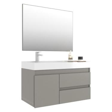 Imagem de Gabinete Banheiro com Cuba e Espelheira 80cm Multimóveis Vcr10074 Cimento