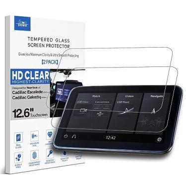 Imagem de INNOSURE [Pacote com 2] Protetor de tela de vidro projetado para Cadillac Escalade e Escalade-V (2021-2024), Celestiq (2024) Assento traseiro duplo 32.0 cm Entretenimento TV Display Touchscreen