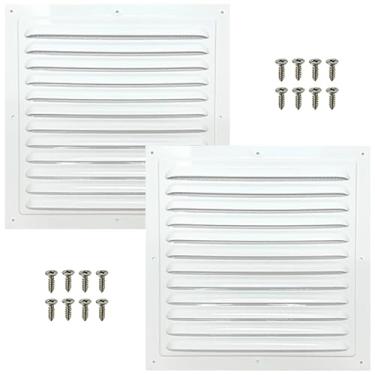 Imagem de 2 peças de ventilação de sótão para ventilação de galpão kit de ventilação com tela grade de ventilação quadrada de ventilação para armazenamento galpão garagem teto exterior porta casa sótão (branco,