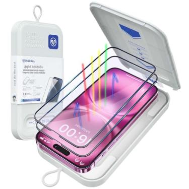Imagem de Película protetora de tela MOCOLL para iPhone 16, vidro temperado ultratransparente 9H, instalação Magic Box, proteção ocular antirreflexo, compatível com capas, 6,1 polegadas, 2 pacotes