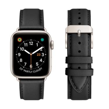 Imagem de OMIU Pulseira de couro compatível com Apple Watch SE séries 11, 10, 9, 8, 7, 6, 5, 4, 3, 2 e 1 de 38 mm, 40 mm, 41 mm, 44 mm, 46 mm, 49 mm, ultra para Apple Watch SE séries 11, 10, 9, 8, 7, 6, 5, 4, 3