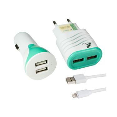 Imagem de Carregador para Celular - Kit Veicular e Cabo USB X-CELL XC-KT-10 Verd