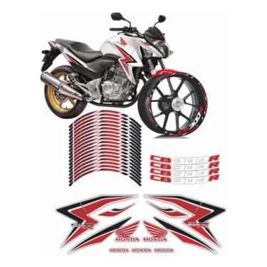Imagem de Kit Carenagem Honda + Friso De Roda Cb 300r 2015 Vermelho - Resitank