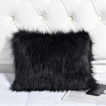 Imagem de Capas P/ Travesseiros Em Pelucia Pelo Alto - 50x70cm - S DECOR, PRETO