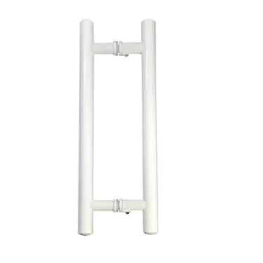 Imagem de Puxador H Tubular Duplo Porta Madeira Vidro 30cm Branco - Alese