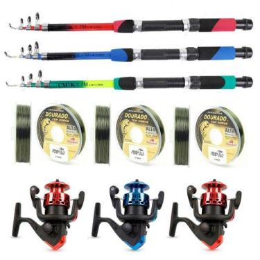 Imagem de Kit Para Pesca C/ 3 Varas Telescópicas + 3 Molinetes e Linhas (Ref. 18