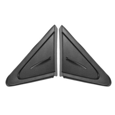 Imagem de VekAuto 1 par de acabamento triangular de canto do espelho retrovisor lateral compatível com Toyota Corolla 2020-2021, capa de painel de espelho lateral esquerda direita de plástico durável preto