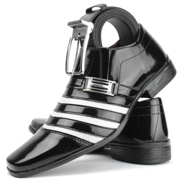 Imagem de Sapato social masculino preto com branco + cinto - Pizzolev, Preto com
