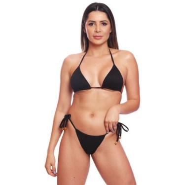 Imagem de Biquini Cortininha de Amarra Mulher Praia Marquinha Canelado - Areia T