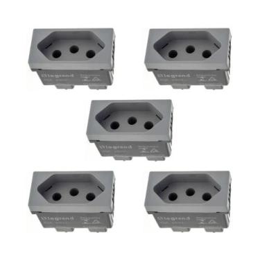 Imagem de Kit 5 Módulo Tomada 20A Cinza Borne 615060CZ+ Pial Plus+ - Legrand