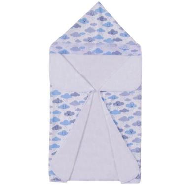 Imagem de Toalha de Banho Bebê Chuvinha Azul com Capuz - Miguel Baby