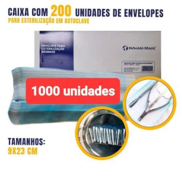 Imagem de Kit 1000 Envelopes Auto selantes 9cm X 26cm para Autoclave  - Proflex 