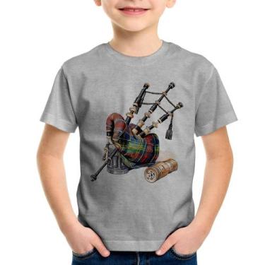 Imagem de Camiseta Infantil Gaita de Foles - Foca na Moda, Cinza, 14