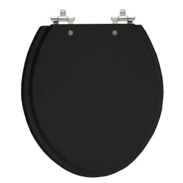 Imagem de Assento Laqueado Oval Preto Tampa Para Vaso Universal Em Mdf - Lojaroc