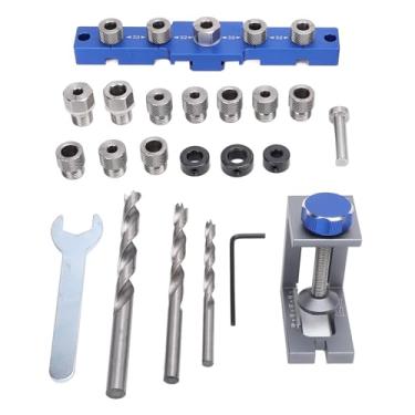 Imagem de Kit de Guia de Broca para Carpintaria 3 Em 1, Gabarito de Cavilha de Liga de Alumínio de Material Premium para Perfuração Precisa, Posicionamento Sem Esforço Com Almofada