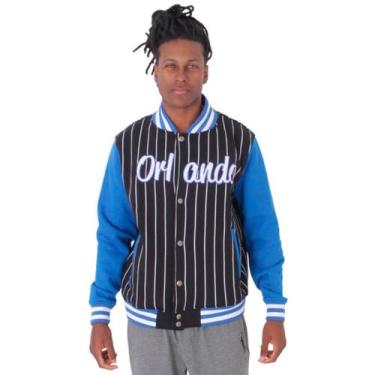Imagem de Jaqueta College Moletom Masculina M10 Hoop Orlando Listrada, Preto, P