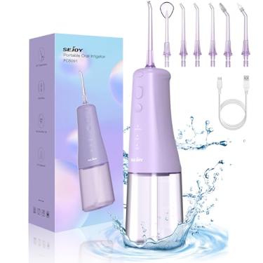 Imagem de Sejoy Palitos Dentais de Água de 300 Ml para Limpeza Dos Dentes E Uso Do Fio Dental, Fio Dental Elétrico Sem Fio, 4 Modos, 6 Pontas de Jato, Fio Dental Portátil de Água para Cuidados Orais Diários, Pr