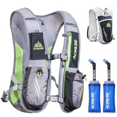 Imagem de Mochila de hidratação para corrida, colete, 5,5 L para mulheres e homens, corrida, trilha, maratona, ciclismo, caminhada (cinza com 2 frascos macios de 350 ml)