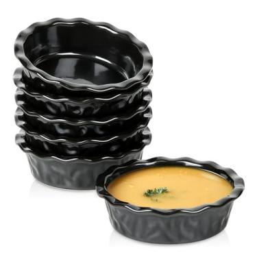 Imagem de Vicrays Forma de torta de cerâmica para assar - Pratos pequenos de torta de 14 cm Prato fundo caçarola redonda mini tigela de servir - forno de microondas seguro para sobremesa, torta de maçã, bolo
