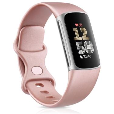 Imagem de Meliya Pulseiras esportivas de substituição para Fitbit Charge 6/Charge 5 (ouro rosa, pequeno)