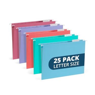 Imagem de Pastas de arquivo suspensas Blue Summit para organização, tamanho carta, tons de pedras sortidas – Pacote com 25