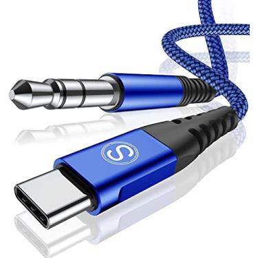 Imagem de Cabo USB C para conector auxiliar de áudio de 3,5 mm, 1,5 m, Sweguard tipo C para 3,5 mm de fone de ouvido estéreo para carro com chip DAC para Samsung Galaxy S21 S20 Ultra, Note 20 10+, Google Pixel 5 4 3 2XL, iPad Pro-Blue