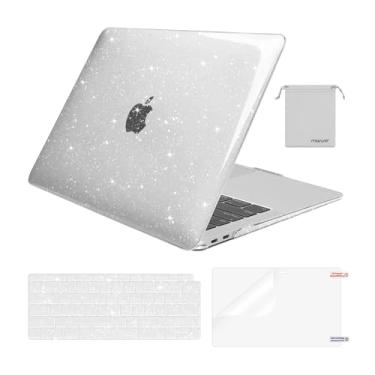 Imagem de MOSISO Capa compatível com MacBook Air de 13 polegadas 2022 2021 2020 2019 2018 A2337 M1 A2179 A1932, capa rígida de plástico com glitter, capa de teclado, película de tela e bolsa de armazenamento