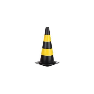 Imagem de Cone Plástico Preto e Amarelo 50cm - DeltaPlus