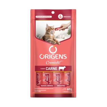 Imagem de Creminho Origens Para Gatos Petisco Tipo Churu Creamy Cartela Com 4 Tubinhos Sabor Carne 60g