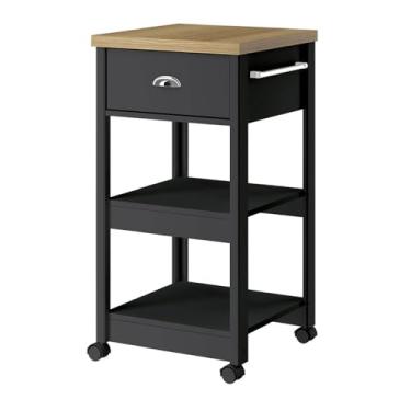 Imagem de Aparador Carrinho Café 1 Gaveta 45 cm BA130 Preto Dtall