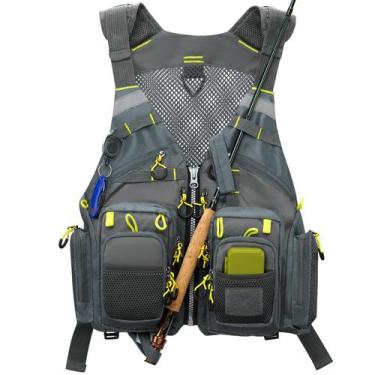 Imagem de Colete de pesca Gonex Fly Fishing Colete para homens e mulheres cinza+