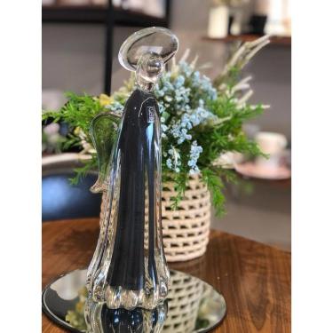 Imagem de Imagem anjo grande cinza grafite Cristal Murano São Marcos