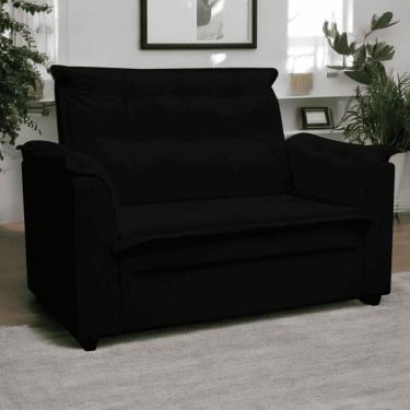Imagem de Sofá 2 Lugares Namoradeira Marrocos 1,40m Sala De Tv Estar Recepção Suede Preto Mabe Magazine