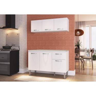 Imagem de Balcão de Pia 1,20 com Tampo + Aéreo Raissa Branco  - Megasul - IRM