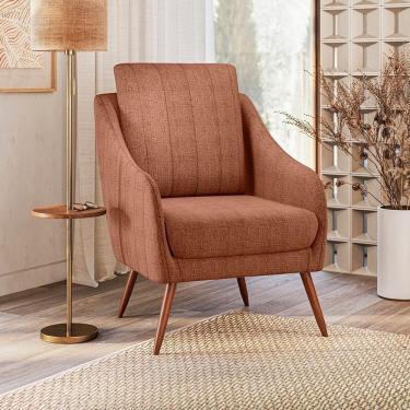 Imagem de Poltrona Decorativa Estofada com Pés Palito Monserrat Espresso Móveis Goiaba
