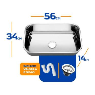 Imagem de Cuba As Pia Inox 304 Cozinha N 2 56x34x14 Funda