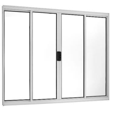 Imagem de Janela Vitro 4 Folhas 1,20x1,80 Alumínio Branco S/g - Allo esquadrias 