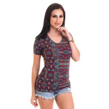 Imagem de Blusa Feminina Viscose Estampada 12434 - Konciny confecções, Colorido,