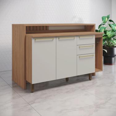 Imagem de Kit Ilha Gourmet Balcão 2 Gavetas com Tampo Yasmin Espresso Móveis