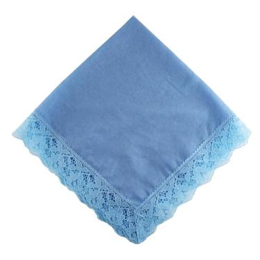 Imagem de Cachecol de colo de 61 cm com acabamento de renda lenço de colo cobre saias de colo para mulheres na igreja, Azul, lace trims lap