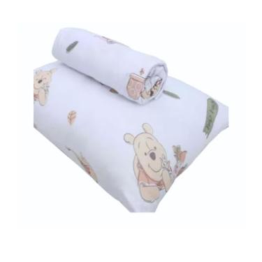 Imagem de Jogos Cama Berço Portallar Baby Disney 100% Algodão Lençol 70x130x12cm Fronha 30x40cm Ursinho Pooh