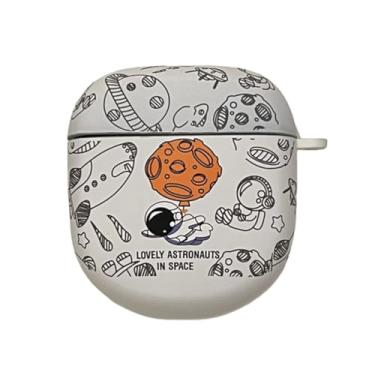 Imagem de Capa de fone de ouvido para Bose QuietComfort Earbuds II (2022) e nova capa Bose QuietComfort Ultra (2023), capa de fone de ouvido com design de astronauta de desenho animado fofo com gancho (branco)