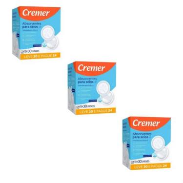 Imagem de Kit 3 Absorventes Para Seios Cremer Toque Suave Leve 30 Pague 24 Un