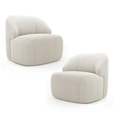 Imagem de Kit 2 Poltronas Organica Decorativa Eloa Boucle Bege - Londrilar - LM 
