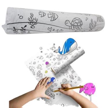 Imagem de Bobina De Papel Para Colorir E Pintar Infantil Rolo com 50M - Genérica