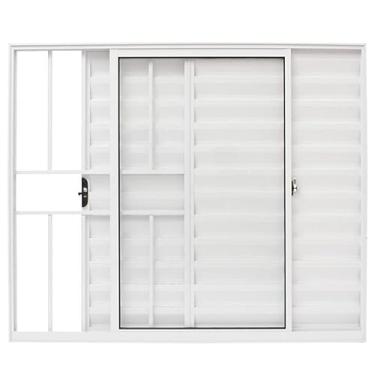 Imagem de Veneziana 3 folhas 1,20x1,50 com grade no alumínio branco