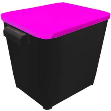 Imagem de Caixa Porta Ração Container de Plástico com Tampa, Preto e Rosa, Grande Capacidade para Armazenamento 6KG Furacao