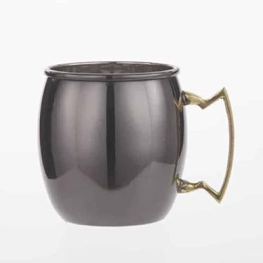 Imagem de American Metalcraft Caneca BM16P Moscow Mule, lisa, preta/latão, 473 g.