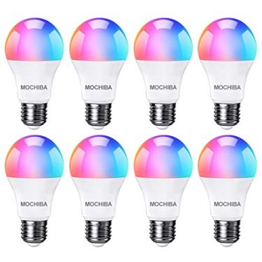 Imagem de Mochiba Lâmpadas LED Smart WiFi, compatíveis com Alexa e Google Home Assistant, Music Sync Lâmpada que muda de várias cores, A19 E26 10W 900LM (equivalente a 80W ), pacote com 8, branco, MKA19