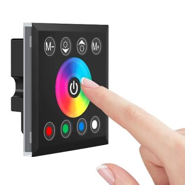 Imagem de RGBZONE Interruptor de parede RGB LED Dimmer, interruptor de painel de toque de plástico montado na parede para iluminação de tira de LED RGB RGBW DC 12V-24V 3528 5050 RGB multicolorido
